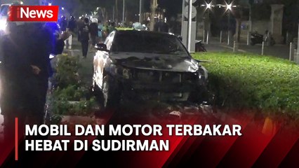 Mobil dan Motor Terbakar, Terlibat Kecelakaan di Jalan Sudirman