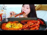 ASMR MUKBANG| Corn Cheese Fire noodles&Sausage party(Kielbasa, Grilled, Long, Frank, Beef, Vienna)