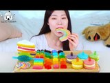 ASMR MUKBANG| Rainbow Desserts(LEGO Jelly, Meringue cookies, Macaroon, TikTok, Macaroon, Cake)