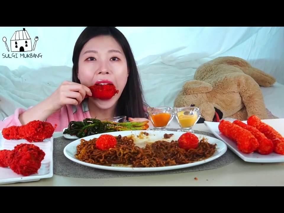 ASMR MUKBANG| Black bean noodles & Cheetos(Chicken, Cheese ball, bar rice cake), Green onion Kimchi