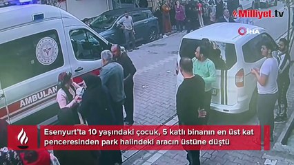 10 yaşındaki çocuk 5. kattan arabanın üstüne düştü