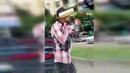 Trafikte iğrenç taciz kamerada!