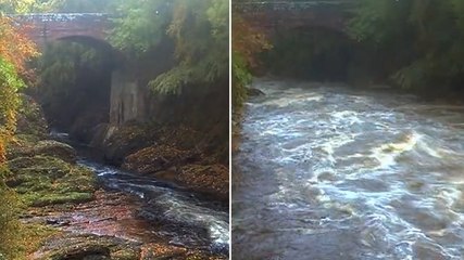 Scottish river turns into raging torrent in ‘terrifying’ time-lapse as Storm Babet batters UK