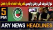 ARY News 5 PM Headlines 21st October 2023 | PTI reacts over Nawaz Sharif's return to Pakistan