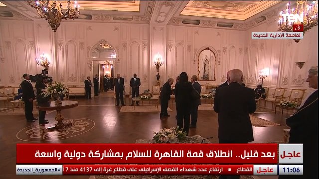 الرئيس السيسي يستقبل الأمين العام للأمم المتحدة أنطونيو جوتيريش خلال قمة القاهرة للسلام