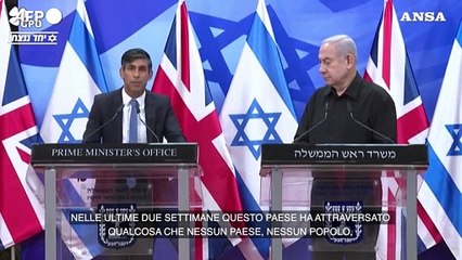 Israele, Sunak: "Staremo al fianco del vostro popolo, vogliamo la vostra vittoria"