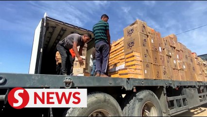 Israel continues to pound Gaza as first emergency aid trucks arrive