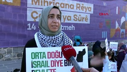 Des femmes protestant contre l'attaque israélienne contre la Palestine ont lancé un sit-in à Diyarbakır