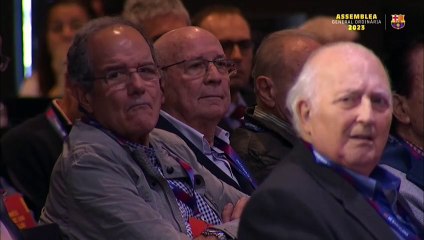 Joan Laporta se encara con Jaume Llopis en la asamblea de compromisarios del Barça