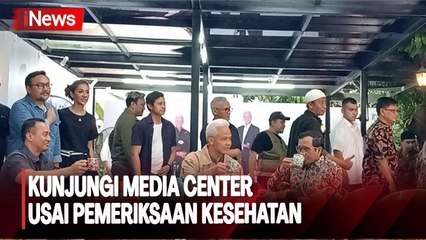 Ganjar-Mahfud MD Kunjungi Media Center dan Disuguhi Jamu Tradisional  Usai Pemeriksaan Kesehatan