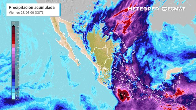 Modelo ECMWF - Acumulado de lluvias en milímetros