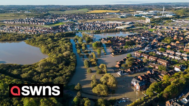 Drone footage shows 'nightmarish' flooding in village as Storm Babet clear up begins