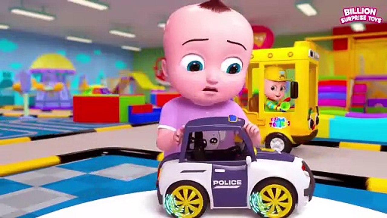Wheels on the Bus, Indoor Playground Cartoon! Sing along with the Baby and his buddies!