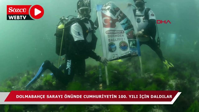 Dolmabahçe Sarayı önünde Cumhuriyetin 100. yılı için dalış