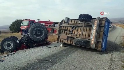 Çorum'un Alaca ilçesinde traktör devrildi, 1 kişi yaralandı
