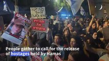 Israelis rally in Tel Aviv for release of hostages held by Palestinian militants