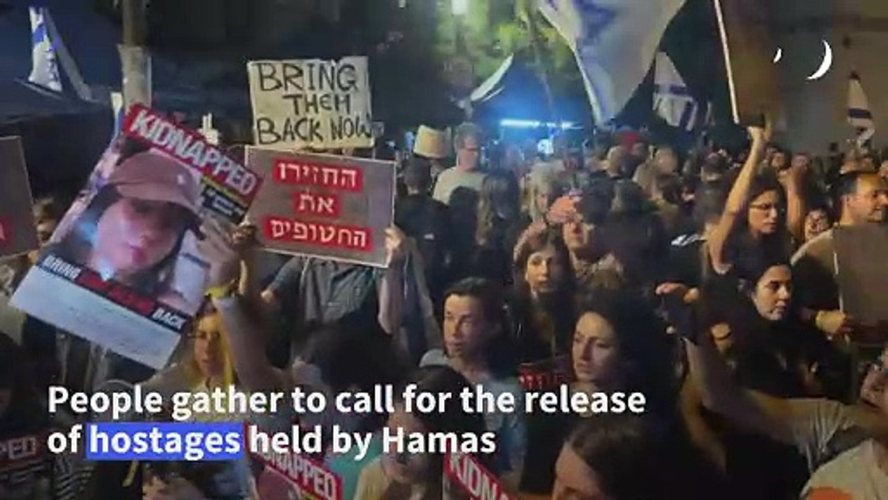 Israelis rally in Tel Aviv for release of hostages held by Palestinian militants