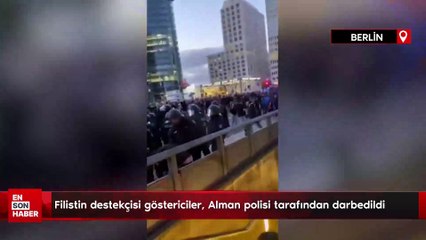 Filistin destekçisi göstericiler, Alman polisi tarafından darbedildi