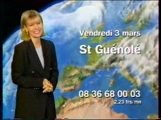 France 3 - 2 Mars 2000 - Teasers, pubs, météo (Florence Klein), début "Soir 3" (Marc Autheman)