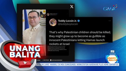 Nag-sorry si PHL Amb. to the United Kingdom Teodoro Locsin Jr. kaugnay sa kanyang post tungkol sa pagpatay sa mga batang Palestinian | UB