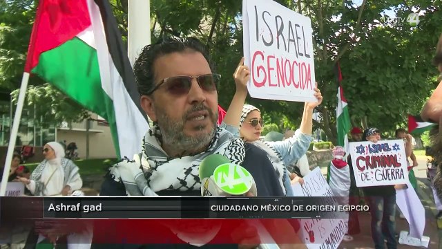 Egipcios y palestinos que radican en Jalisco se manifiestan para externar apoyo a Palestina Libre