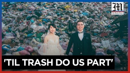 Taiwan couple embraces garbage wedding shoot