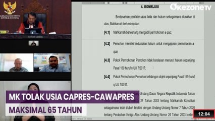 BREAKING NEWS: Mahkamah Konstitusi Tolak Uji Batas Usia Capres-Cawapres Maksimal 65 Tahun