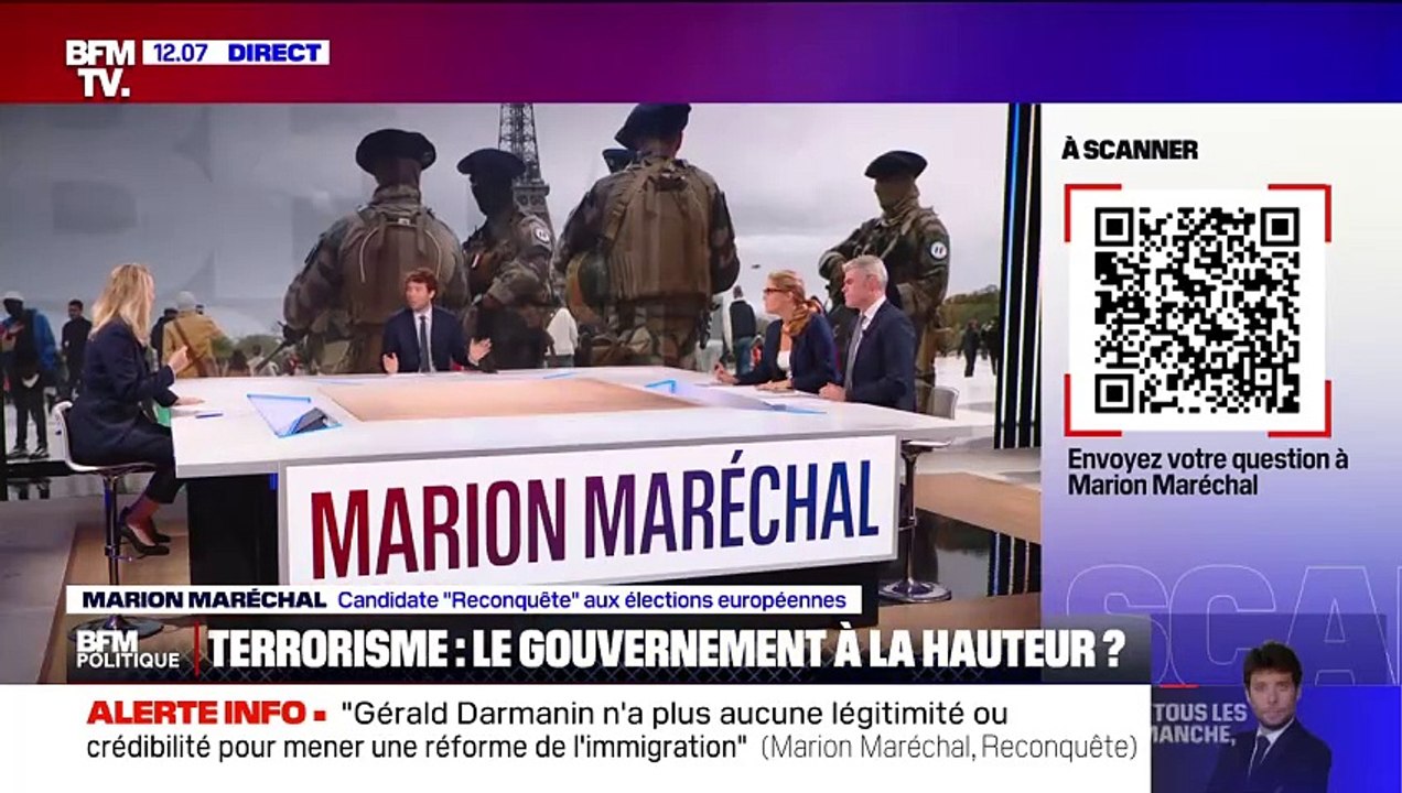 Marion Maréchal sur le plateau de "BFM politique" ce dimanche 22 octobre 2023.