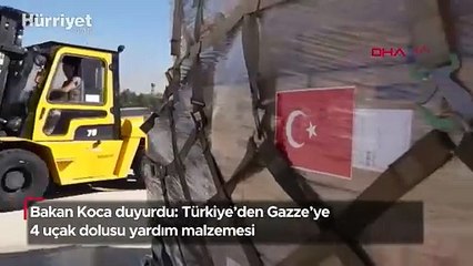 Bakan Koca açıkladı: Türkiye'den Gazze'ye 4 uçak dolusu yardım malzemesi