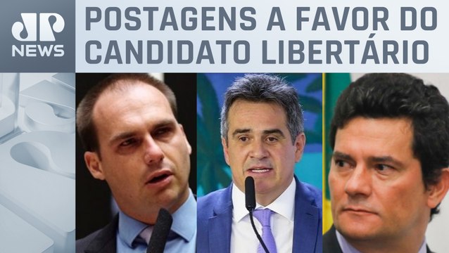 Eduardo Bolsonaro, Ciro Nogueira e Sergio Moro demonstram apoio a Javier Milei na Argentina