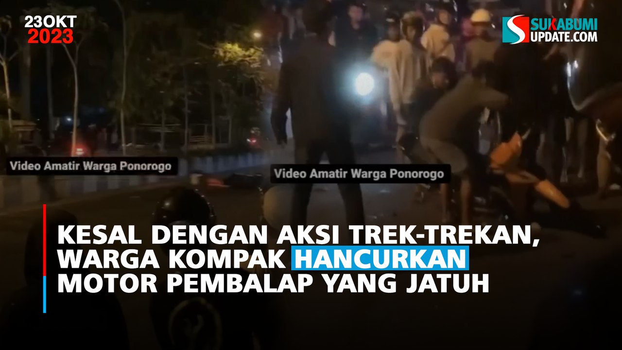 Kesal Dengan Aksi Trek-trekan, Warga Kompak Hancurkan Motor Pembalap yang Jatuh