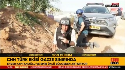 Canlı yayında Gazze’den roket atıldı… Enver Kaptanoğlu ve Emir Ünlü sınırın sıfır noktasında