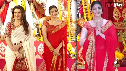 Bhagyashree with Daughter Awantika Dassani Arrives at Durga Puja Pandal on the Occasion of Navmi