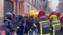 Un bombero resulta herido en un enfrentamiento con la Policía durante una concentración en Ourense