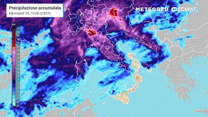 Le piogge attese nei prossimi giorni