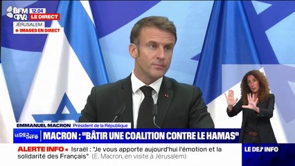 Emmanuel Macron: "Nous nous employons avec Israël et d'autres partenaires à obtenir la libération de tous les otages"