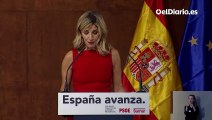 Yolanda Díaz celebra como un “día grande” el acuerdo de coalición con el PSOE: “Su único objetivo es mejorar las vidas”