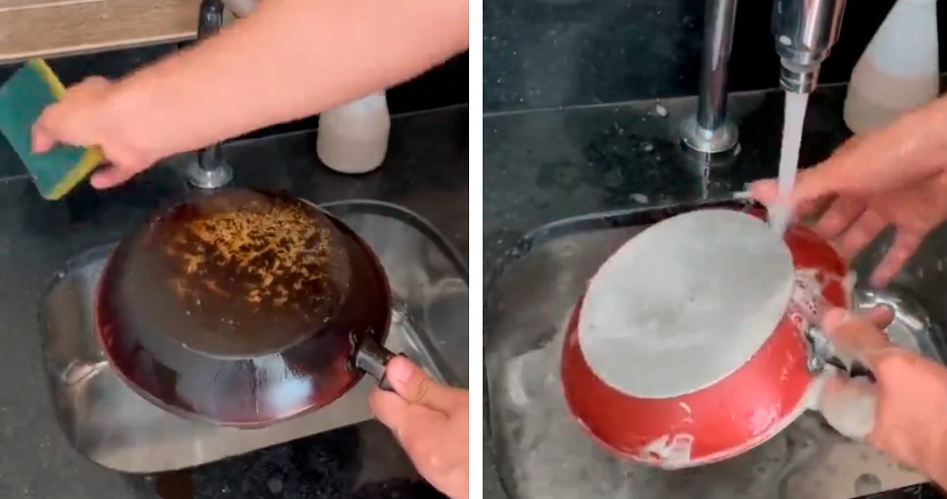 Mischung aus Coca-Cola und Zahnpasta reinigt verbrannte Pfanne und lässt sie glänzen