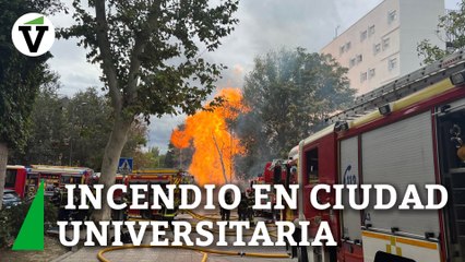Una explosión de gas provoca un aparatoso incendio en Ciudad Universitaria
