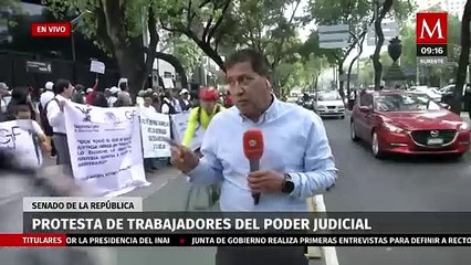 Trabajadores del PJF protestan fuera de las instalaciones del Senado en CdMx