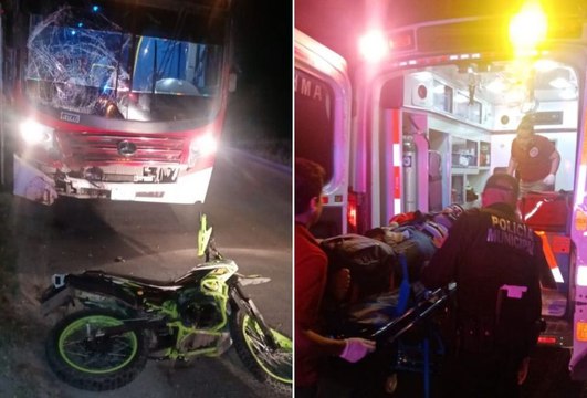 Motociclista grave al impactarse contra camión de transporte