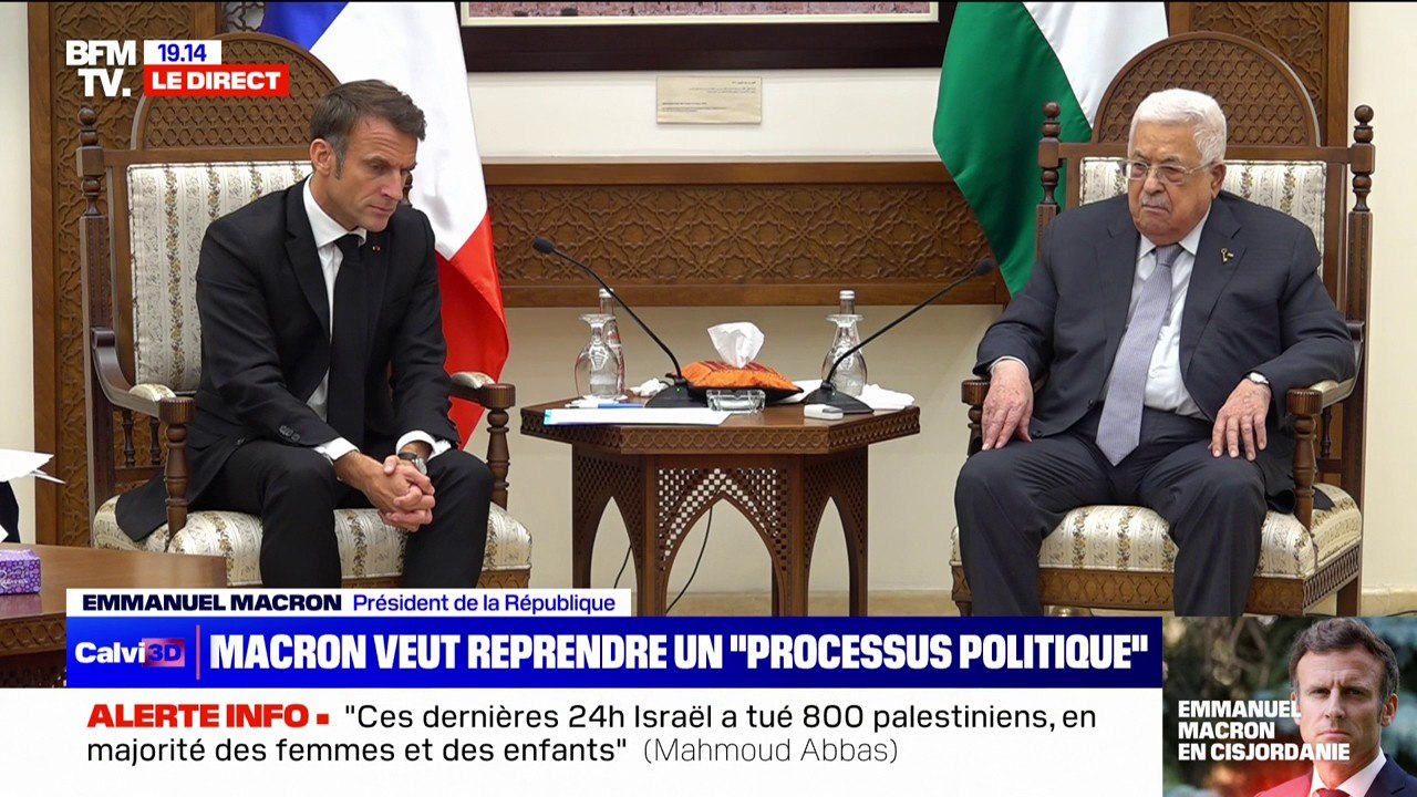 Israël/Palestine: pour Emmanuel Macron, "la reprise de discussions" autour d'un processus de paix "est plus que jamais nécessaire"
