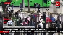 Trabajadores del Poder Judicial protestan en el Senado; Xóchitl Gálvez sale a hablar con ellos