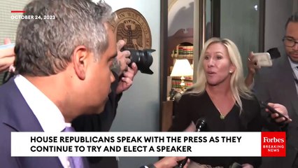 Marjorie Taylor Greene Reacts As Tom Emmer Drops Out Of Speaker Race