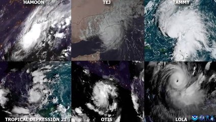 Six tropical cyclones spin across globe at same time