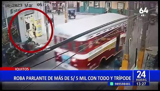 Iquitos: Delincuente roba parlante valorizado en más de 5 mil soles