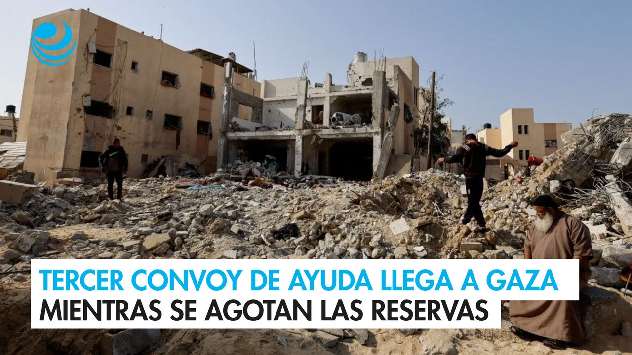 Tercer convoy de ayuda humanitaria llega a Gaza mientras se agotan las reservas de combustible