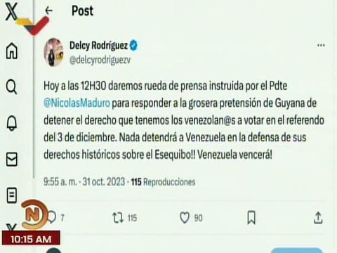 Nada detendrá a Venezuela en defensa de sus derechos históricos sobre el Esequibo