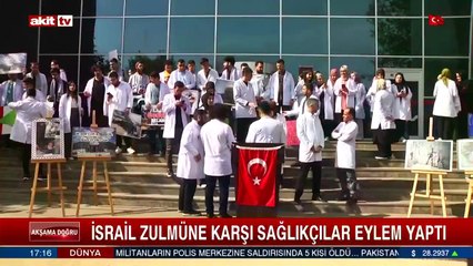 İsrail zulmüne karşı sağlıkçılar eylem yaptı