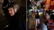 Jeremy Vine films Jason Donovan almost being run over by London bus